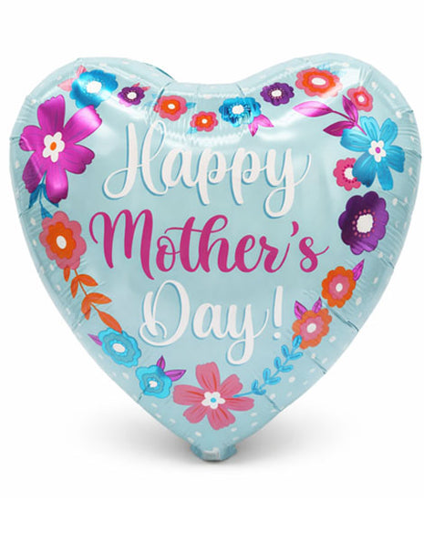 18in Anagram Happy Mother's Day Blue Floral Balloon