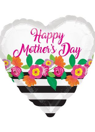18in Anagram Happy Mother's Day Flowery Stripes Balloon