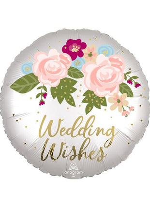 18in Anagram Satin Infused Wedding Wishes Floral Balloon