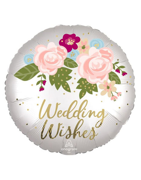 18in Anagram Satin Infused Wedding Wishes Floral Balloon