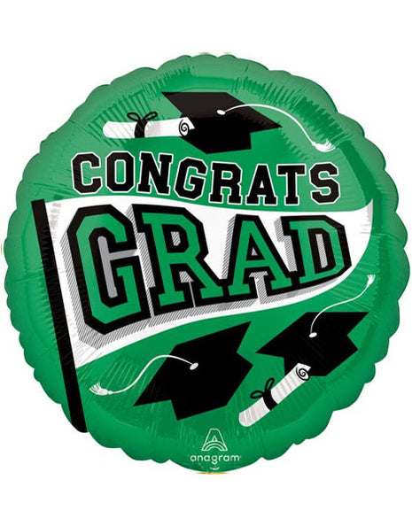 18in Anagram School Colors Be True to Your School Green Balloon