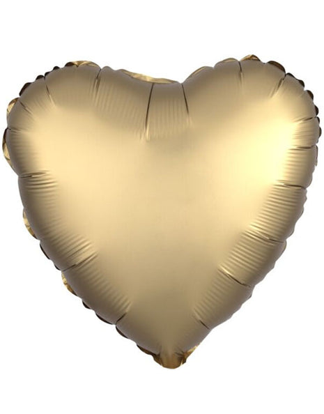 18in Anagram Solid Satin Luxe Gold Sateen Heart Balloon