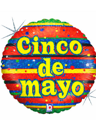18in Betallic Holographic Cinco De Mayo Balloon