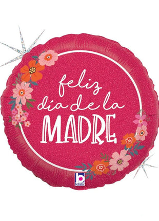 18in Betallic Mejor Mama Floral Holographic Balloon