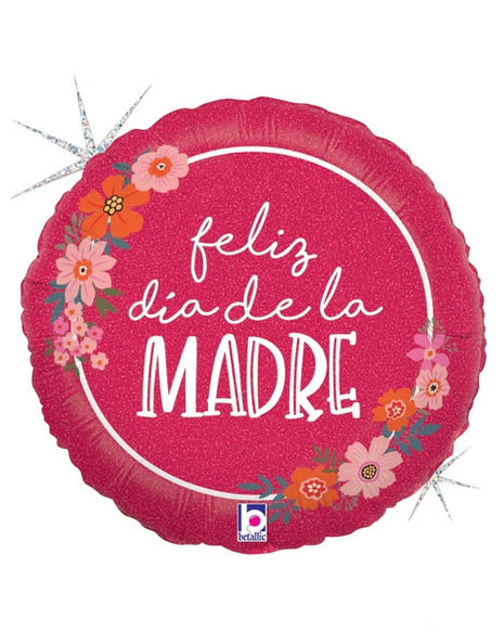 18in Betallic Mejor Mama Floral Holographic Balloon