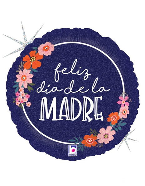18in Betallic Mejor Mama Floral Holographic Balloon