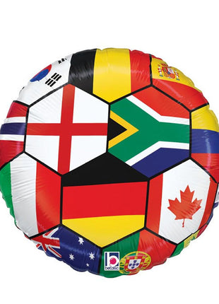 18in Betallic Soccer Ball Nations Balloon