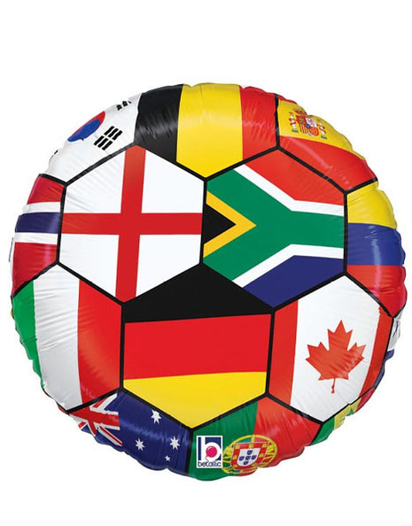 18in Betallic Soccer Ball Nations Balloon