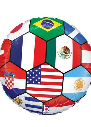 18in Betallic Soccer Ball Nations Balloon