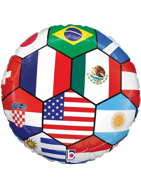 18in Betallic Soccer Ball Nations Balloon