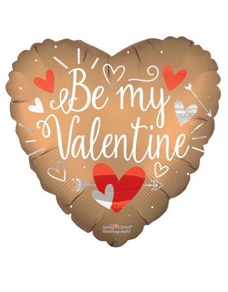 18in ConverUSA Be My Valentine Gold Heart Balloon