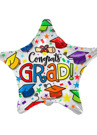 18in ConverUSA Congrats Grad! Graduation Colorful Caps Balloon
