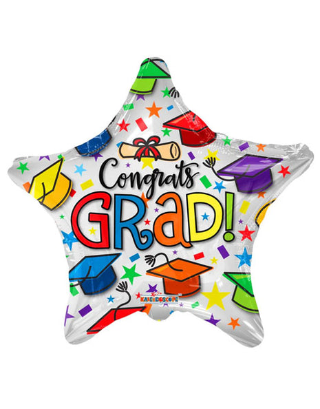 18in ConverUSA Congrats Grad! Graduation Colorful Caps Balloon