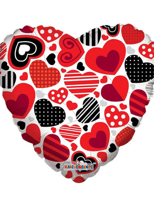 18in ConverUSA Decorative Hearts With Patterns Balloon
