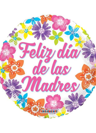 18in ConverUSA Feliz Día De Las Madres Colorful Flowers Balloon