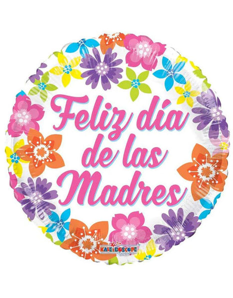 18in ConverUSA Feliz Día De Las Madres Colorful Flowers Balloon
