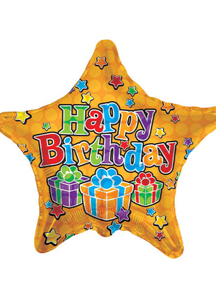 18in ConverUSA Happy Birthday Big Dots Gold Balloon