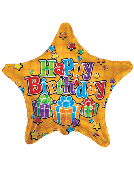 18in ConverUSA Happy Birthday Big Dots Gold Balloon