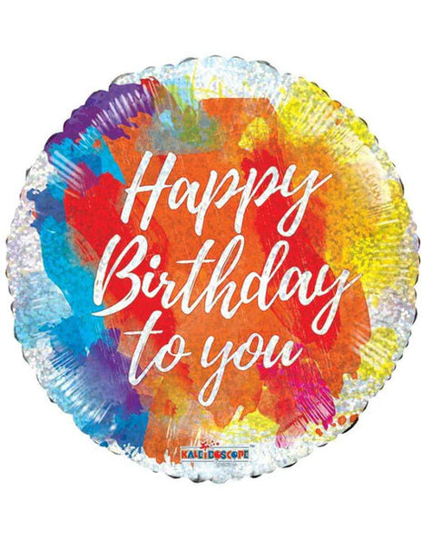 18in ConverUSA Happy Birthday Brushes Holographic Balloon