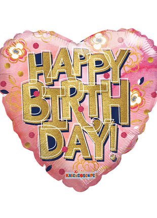 18in ConverUSA Happy Birthday Gold Letters Balloon