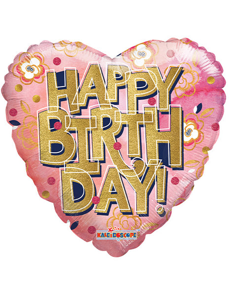 18in ConverUSA Happy Birthday Gold Letters Balloon