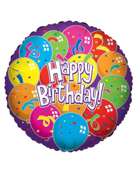 18in ConverUSA Happy Birthday Lots Of Balloons Balloon
