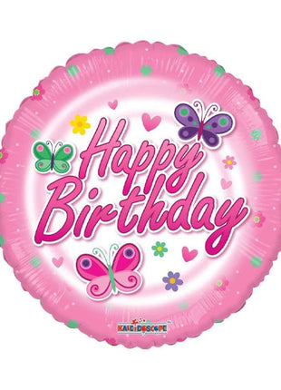 18in ConverUSA Happy Birthday Pink Butterflies Balloon