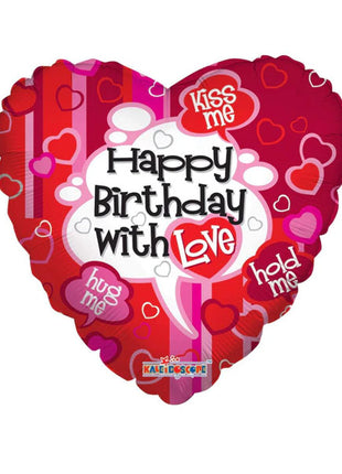 18in ConverUSA Happy Birthday With Love Heart Balloon