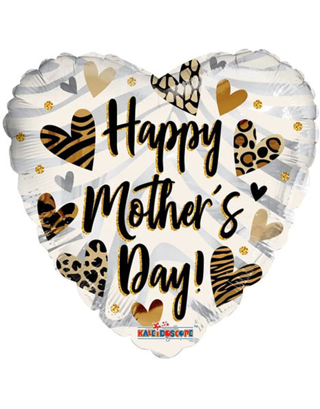 18in ConverUSA Happy Mother's Day Animal Print Hearts Balloon