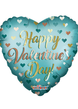 18in ConverUSA Happy Valentine's Day Gold Mint Balloon