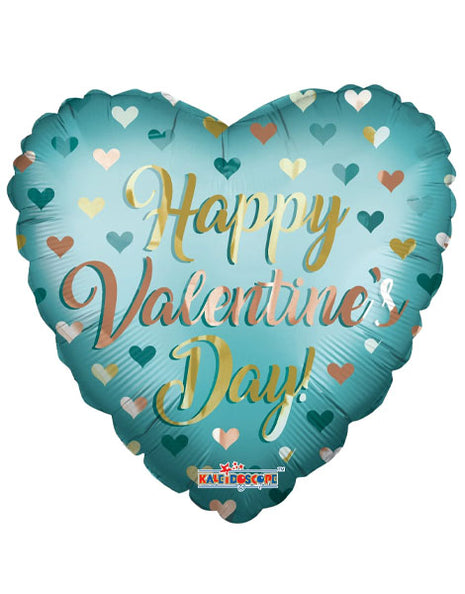 18in ConverUSA Happy Valentine's Day Gold Mint Balloon
