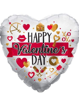 18in ConverUSA Happy Valentine's Day XOXO Red Gold Heart Balloon
