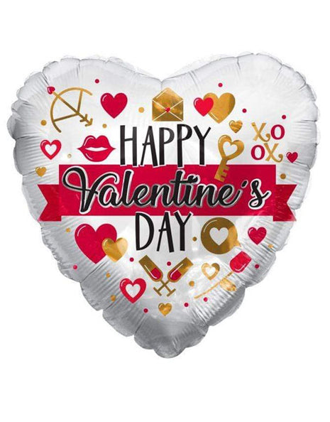 18in ConverUSA Happy Valentine's Day XOXO Red Gold Heart Balloon