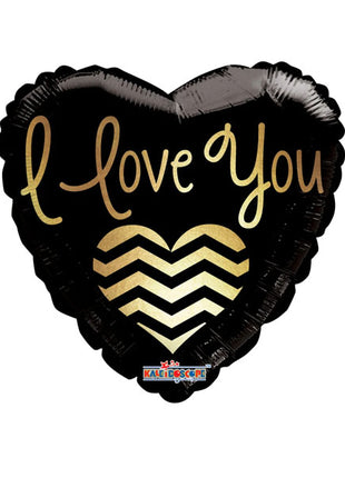18in ConverUSA I Love You Black & Gold Balloon