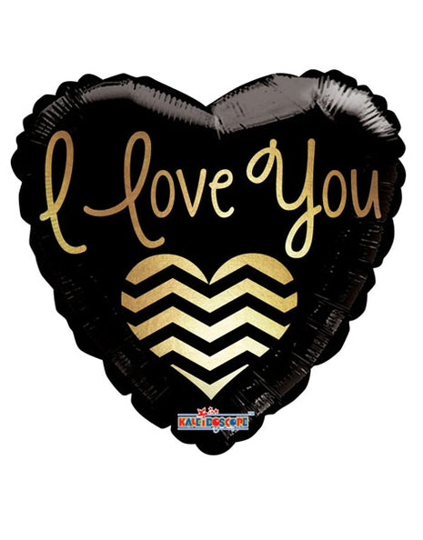 18in ConverUSA I Love You Black & Gold Balloon