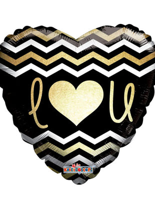 18in ConverUSA I Love You Black & Gold Balloon