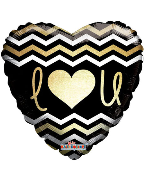 18in ConverUSA I Love You Black & Gold Balloon