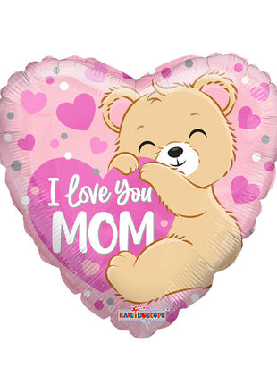 18in ConverUSA I Love You Mom Bear Hearts Heart Balloon