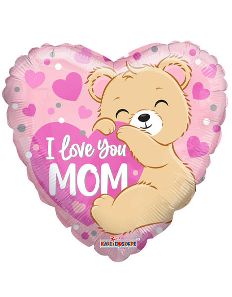 18in ConverUSA I Love You Mom Bear Hearts Heart Balloon