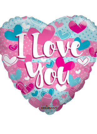 18in ConverUSA I Love You Turquoise & Pink Balloon