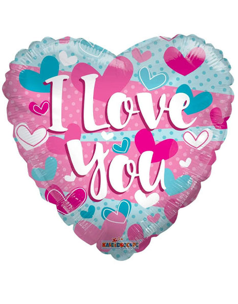 18in ConverUSA I Love You Turquoise & Pink Balloon