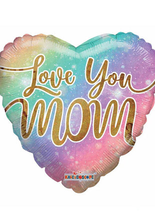 18in ConverUSA Love You Mom Rainbow Holographic Balloon