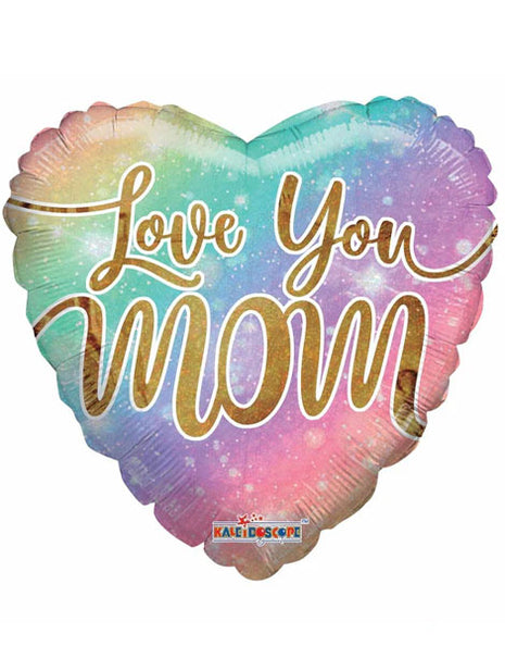 18in ConverUSA Love You Mom Rainbow Holographic Balloon