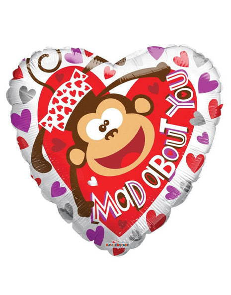 18in ConverUSA Mad About You Monkey Heart Balloon