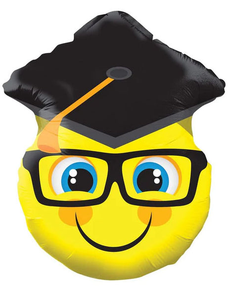 18in ConverUSA Smiley With Grad Cap Balloon