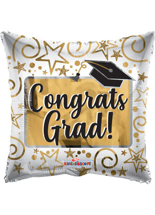 18in ConverUSA ongrats Grad Gold Square Balloon