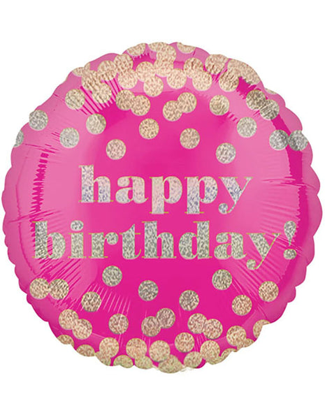 18in Anagram Happy Birthday Dotty Holographic Balloon