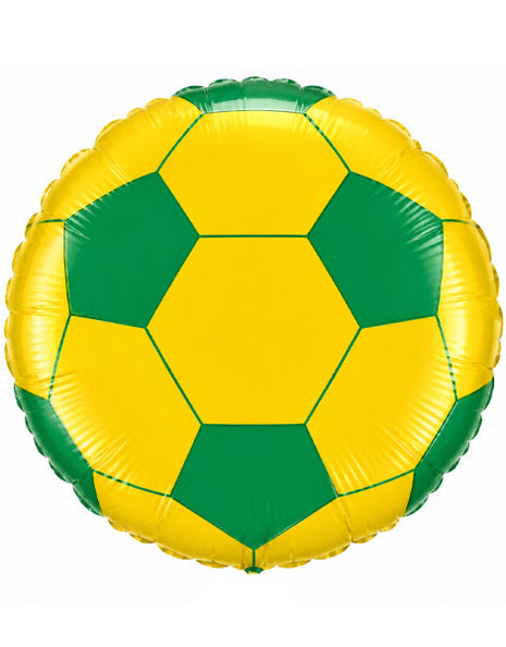 18in Qualatex Yellow Green Soccer Ball Balloon