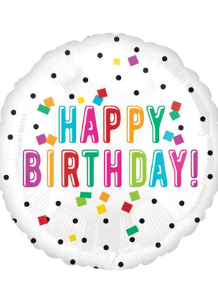 18in Value Plus Happy Birthday Colorful Confetti Balloon