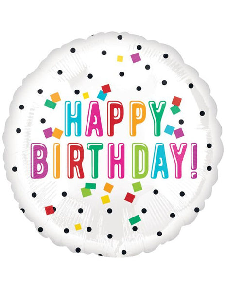 18in Value Plus Happy Birthday Colorful Confetti Balloon